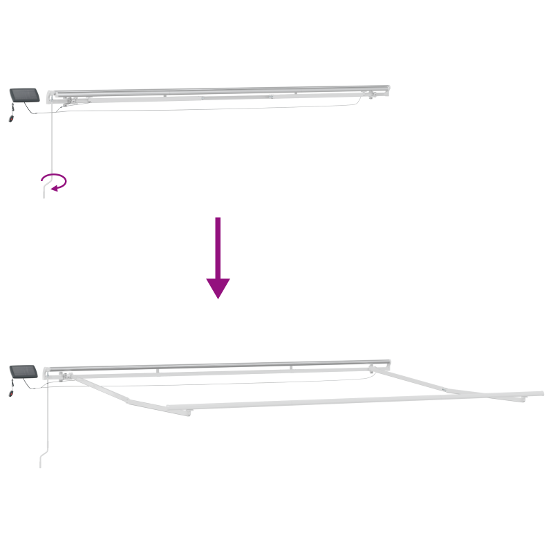 Manuelle einziehbare Markise mit LED-Multicolor-Streifen 500x350 cm