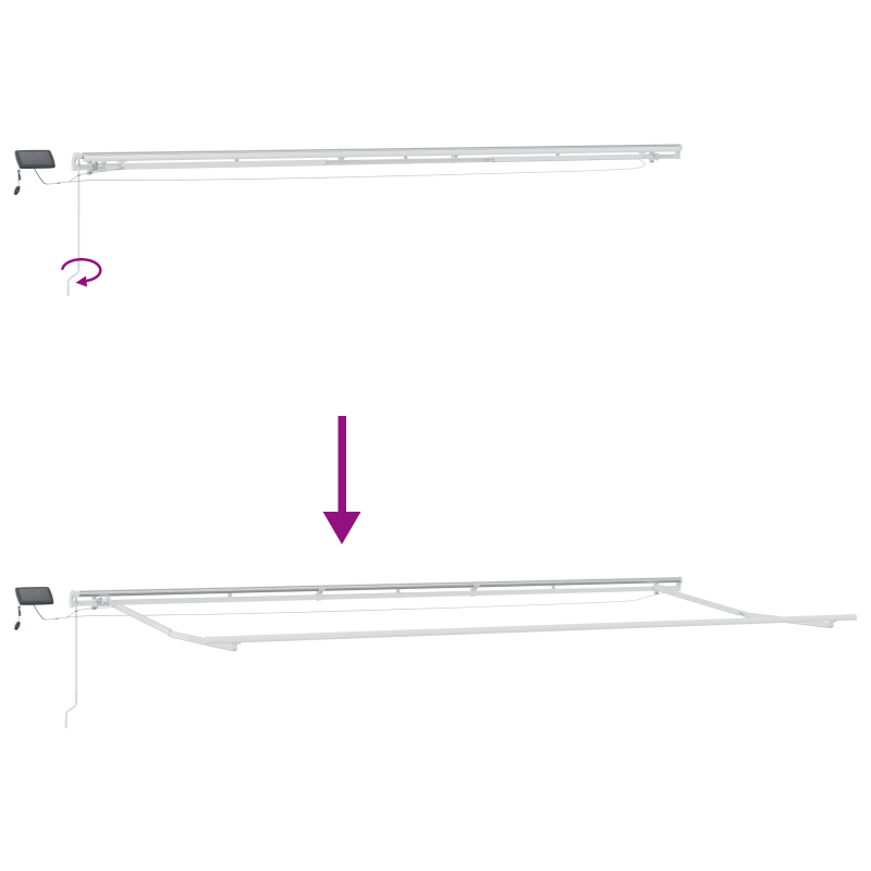 Manuelle Einziehbare Markise mit LED Orange und Braun 600x350 cm