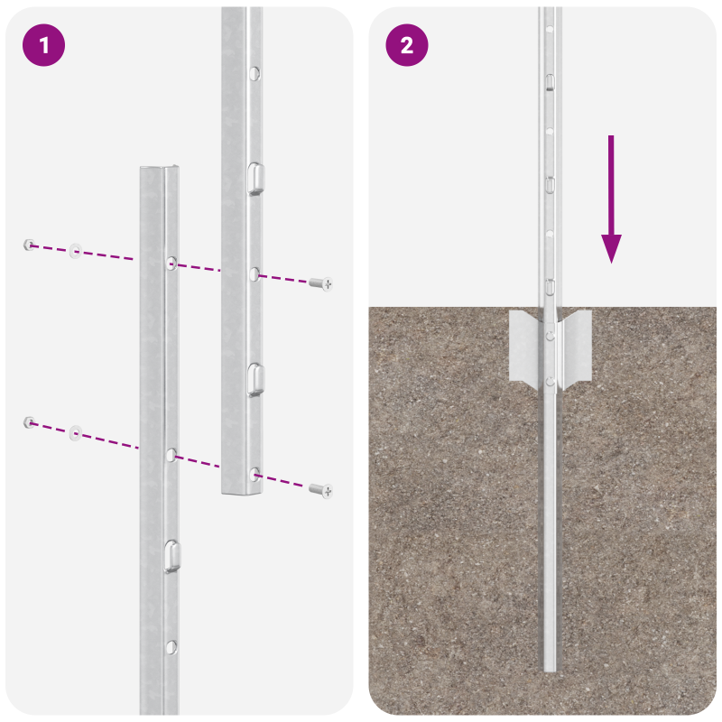 Zaunpfosten 44 Stück U-Kanal Silber 200 cm Stahl