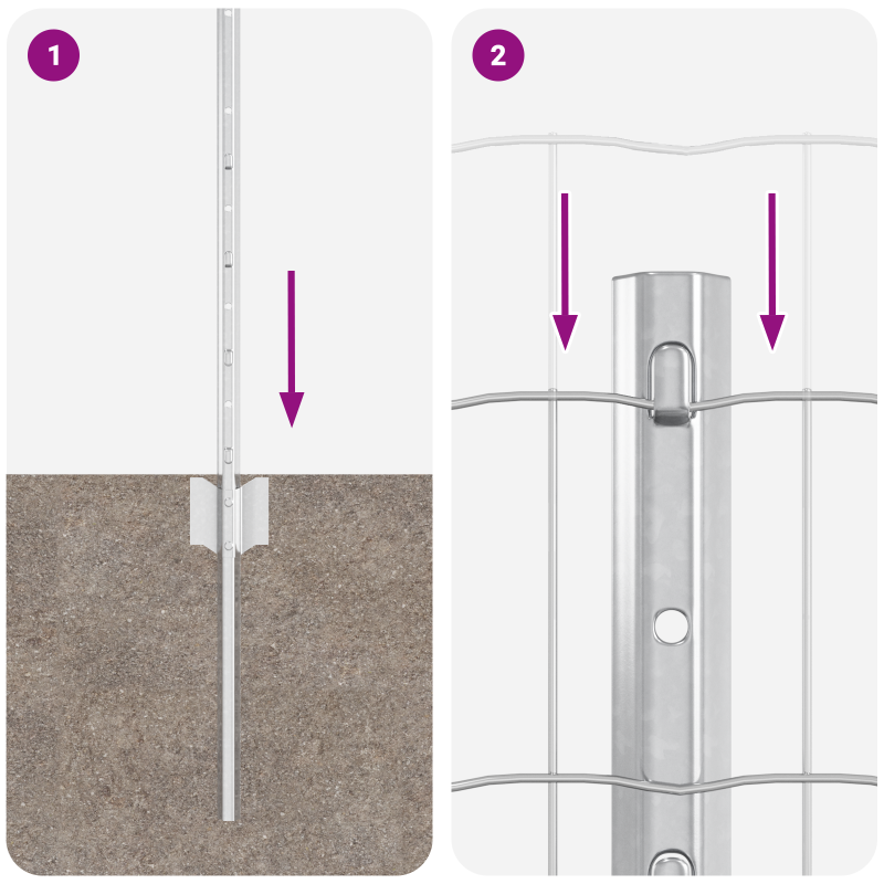 Euro Zaun mit 5 U Pfosten Silber 0,4x10 m Stahl