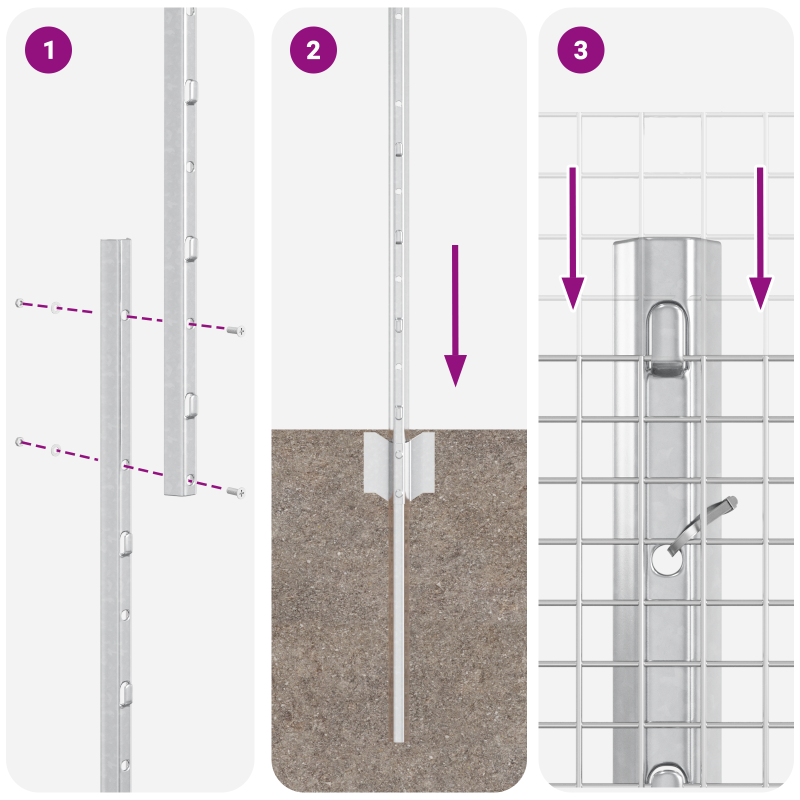 Schweißdrahtzaun mit 22 U-Posts Silber 1x25 m Stahl
