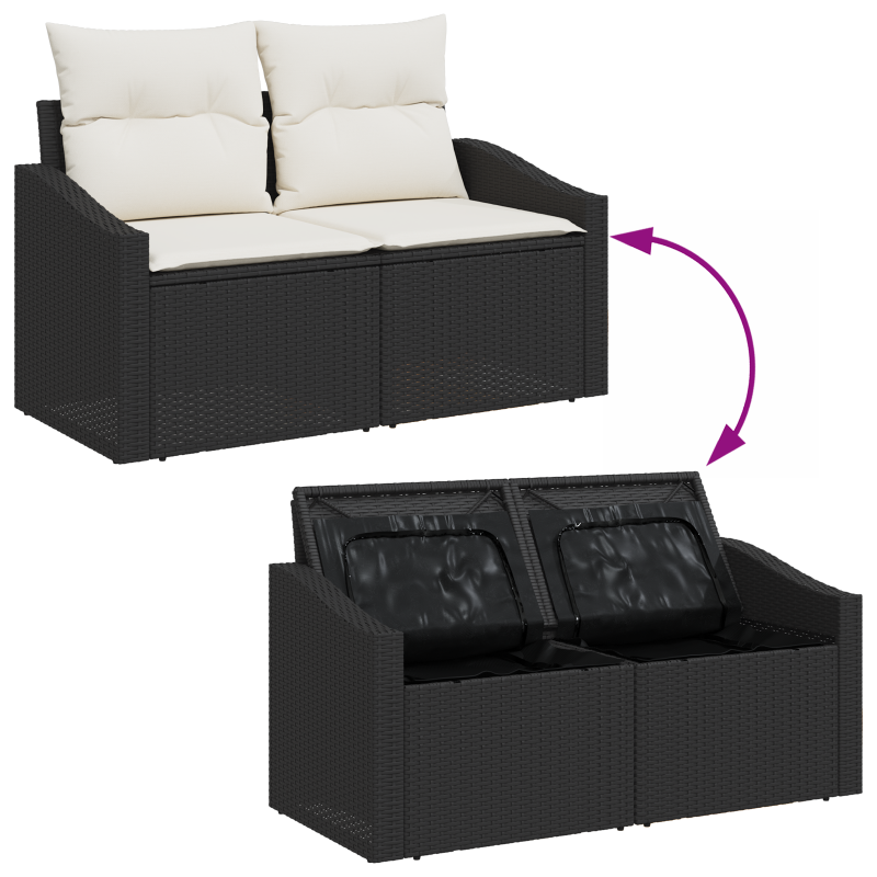 6-teiliges Garten Sofa Set mit Kissen Beige Poly Rattan