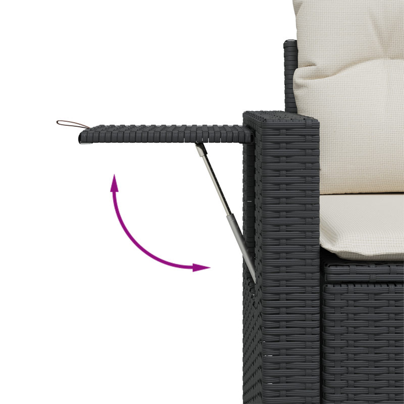 5-teiliges Garten-Sofaset mit Kissen Schwarz Poly-Rattan Akazie