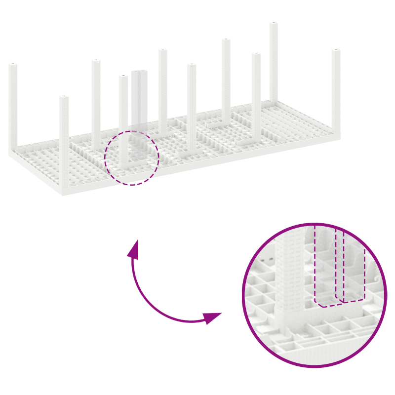 11-teiliges Garten-Essensemble Weiß Poly-Rattan