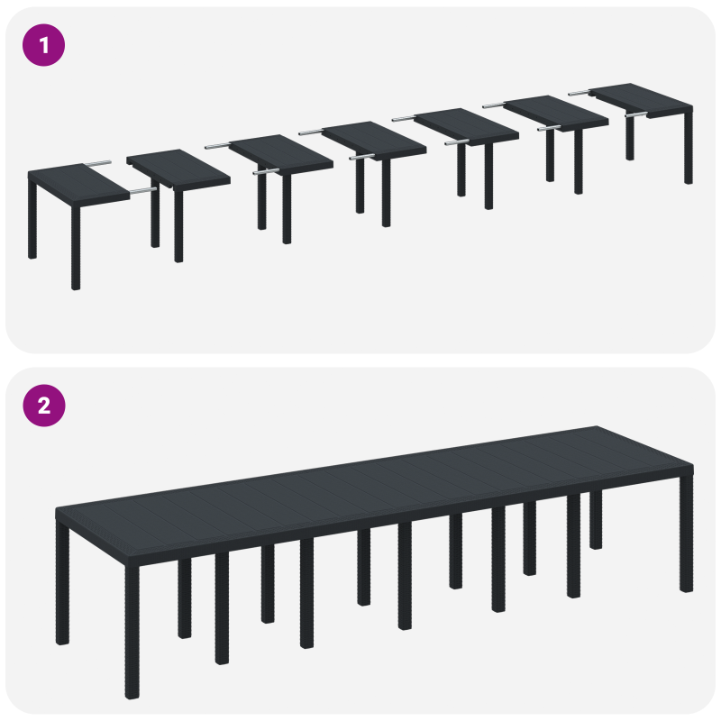 15-teiliges Garten-Essgruppen-Set mit Kissen Anthrazit Poly-Rattan