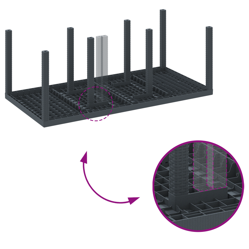 7-teiliges Garten Esstischset mit Kissen Anthrazit Poly Rattan