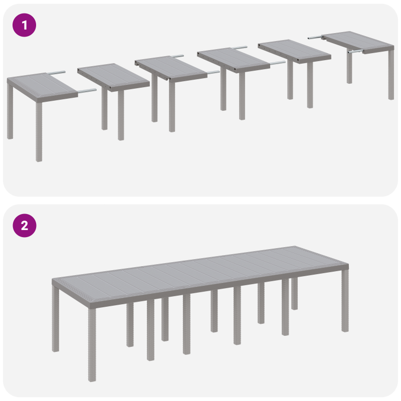 11-teiliges Garten Essgruppe mit Kissen Hellgrau Poly-Rattan