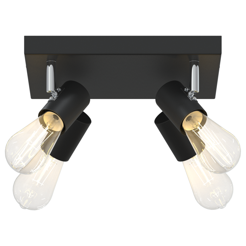 Deckenstrahler 4-Weg verstellbar Schwarz E27