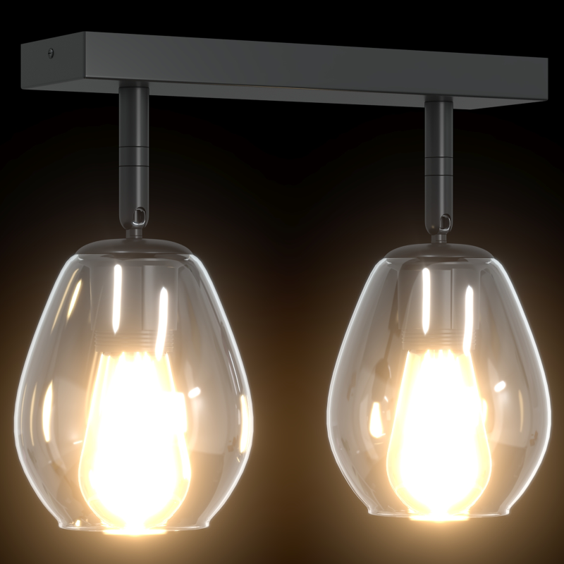 Deckenleuchten mit verstellbarem Glas-Schirm Anthrazit E27