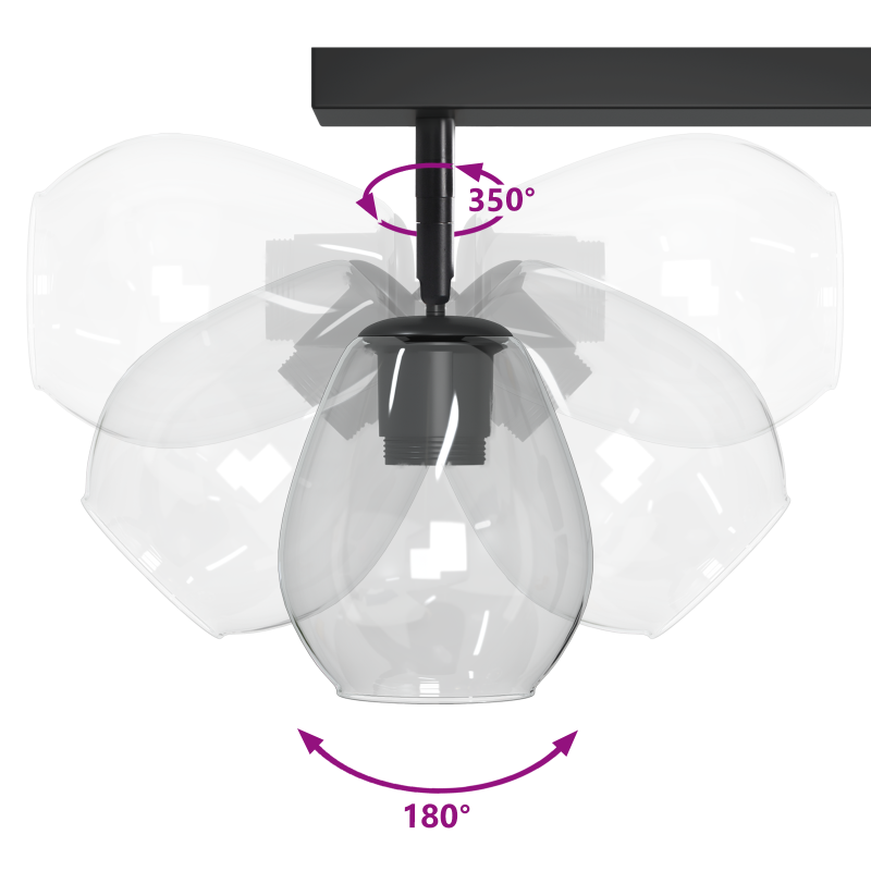 Deckenleuchten mit verstellbarem Glas-Schirm Anthrazit E27