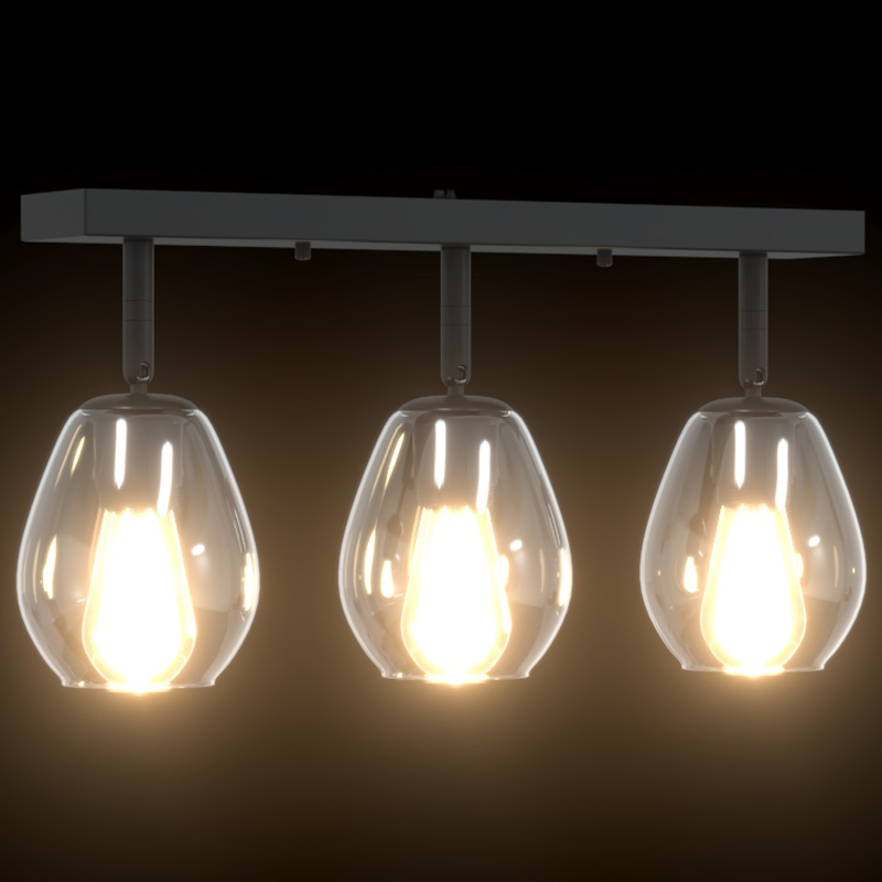 Deckenleuchten mit verstellbarem Glaslampenschirm in Anthrazit, E27