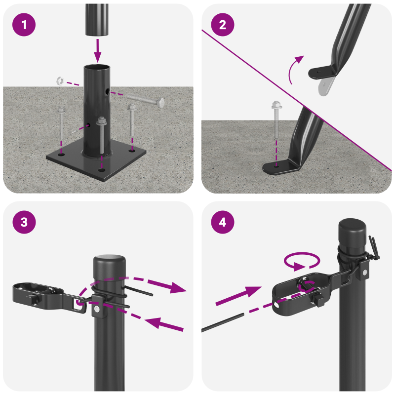 Zaunpfosten mit Fußplatten 13 Stück Ø32mm 83,5cm verzinkter Stahl
