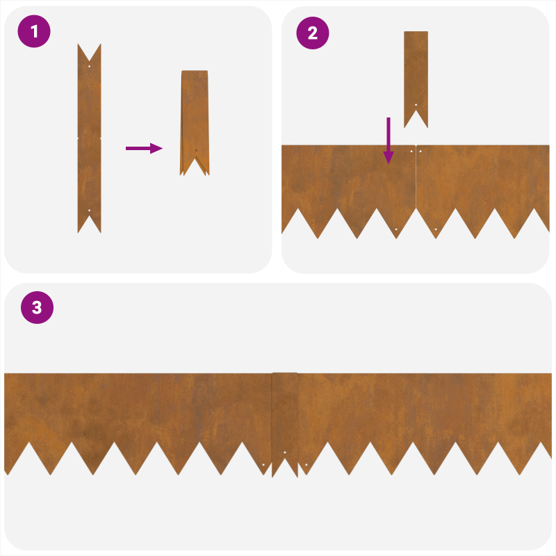 Rasenrandsteine 20 Stück 100x0,5x15 cm Wetterstahl