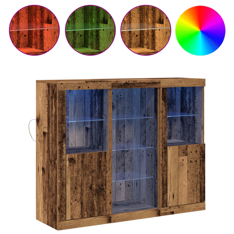 Sideboard mit LED Lichtern Altes Holz 123x37x100 cm Holzwerkstoff