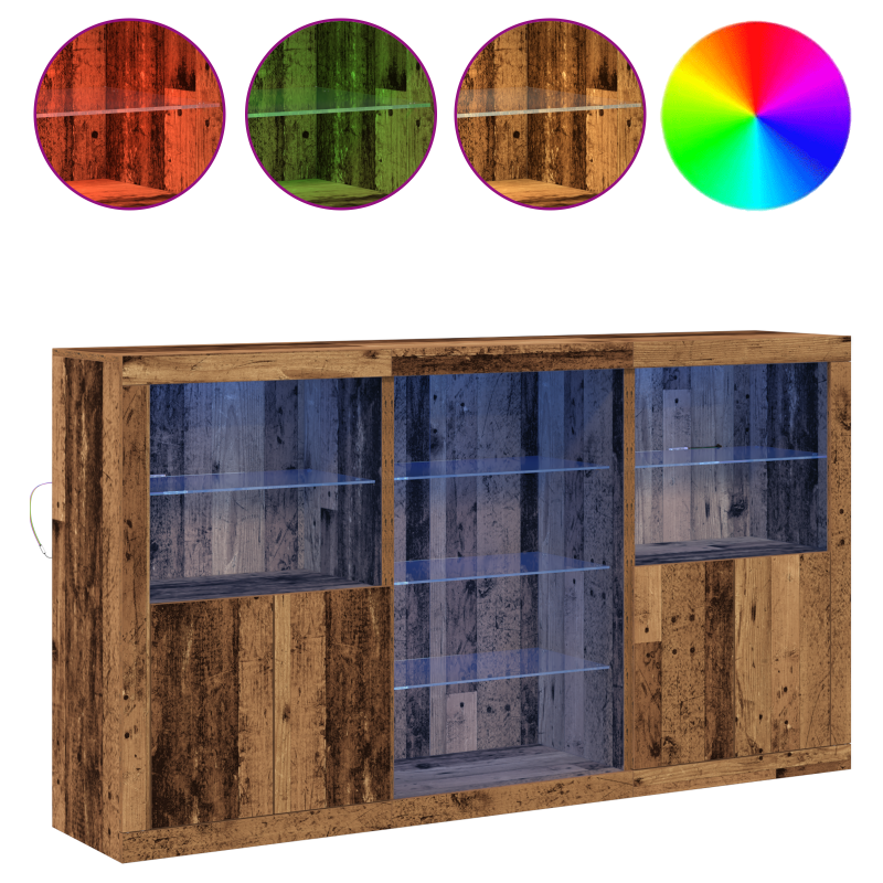 Sideboard mit LED Lichtern Altes Holz 181.5x37x100 cm Holzwerkstoff