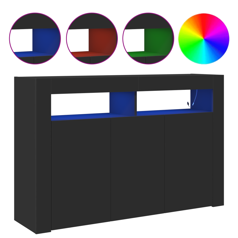 Sideboard Schwarz Engineered Wood 116 x 30 x 75 cm Rechteckig