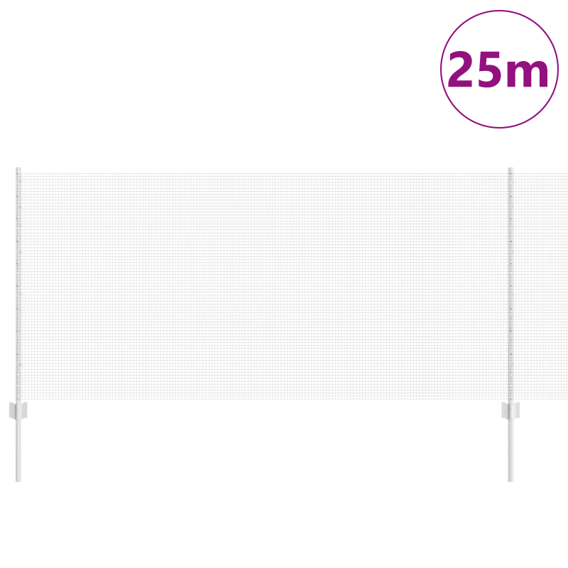 Schweißdrahtzaun mit 22 U-Posts Silber 1x25 m Stahl