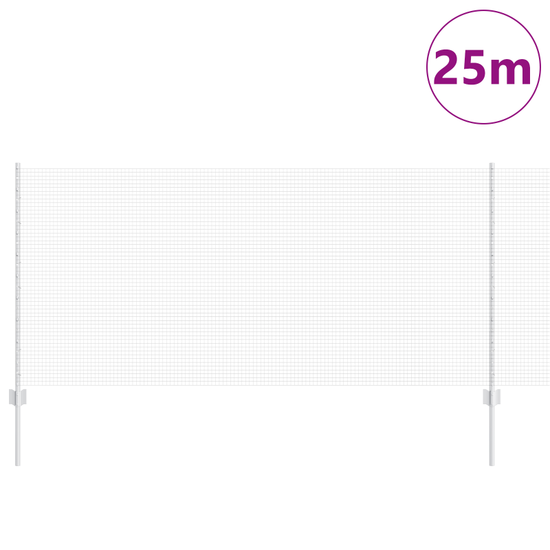 Geschweißter Drahtzaun mit 22 U-Pfosten Silber 1x25 m Stahl