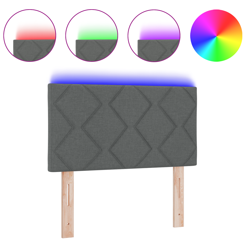 LED Kopfteil Diamantblockdesign Dunkelgrau 80 cm Stoff