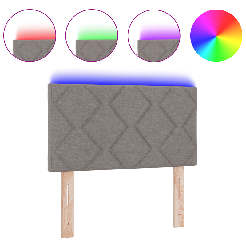 LED Kopfteil Diamantblock Design Taupe 80 cm Stoff