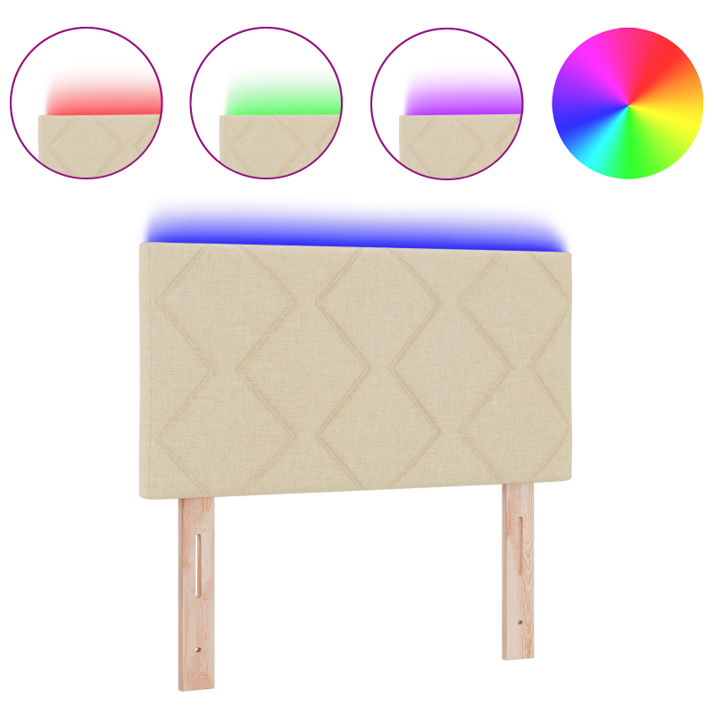 LED Kopfteil Diamantblock Design Creme 80 cm Stoff