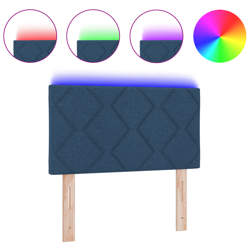 LED Kopfteil Diamantblöcke Design Blau 80 cm Stoff