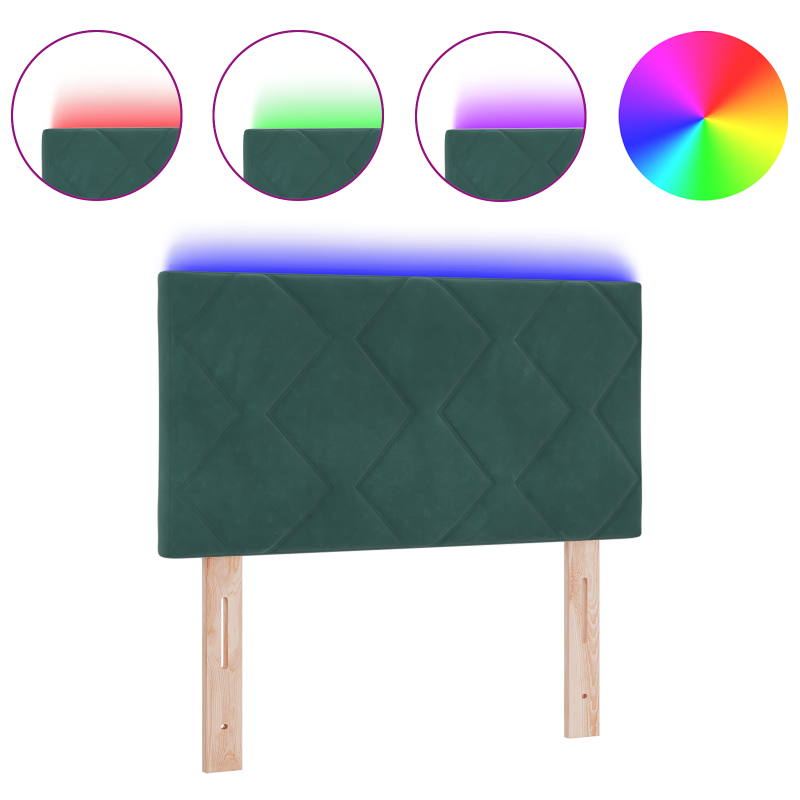 LED Kopfteil Diamantblock Design Dunkelgrün 80 cm Samt