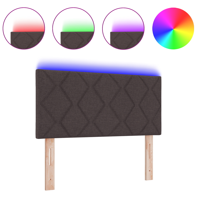 LED Kopfteil Diamantblock-Design Dunkelbraun 90 cm Stoff