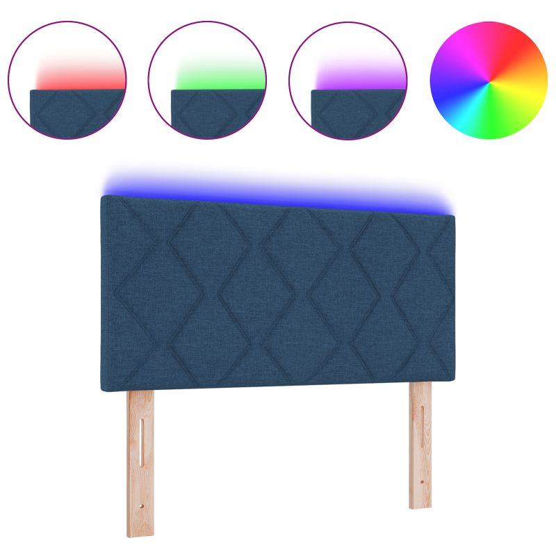 Blaues LED Kopfteil mit Diamantblockdesign, 100 cm Stoff