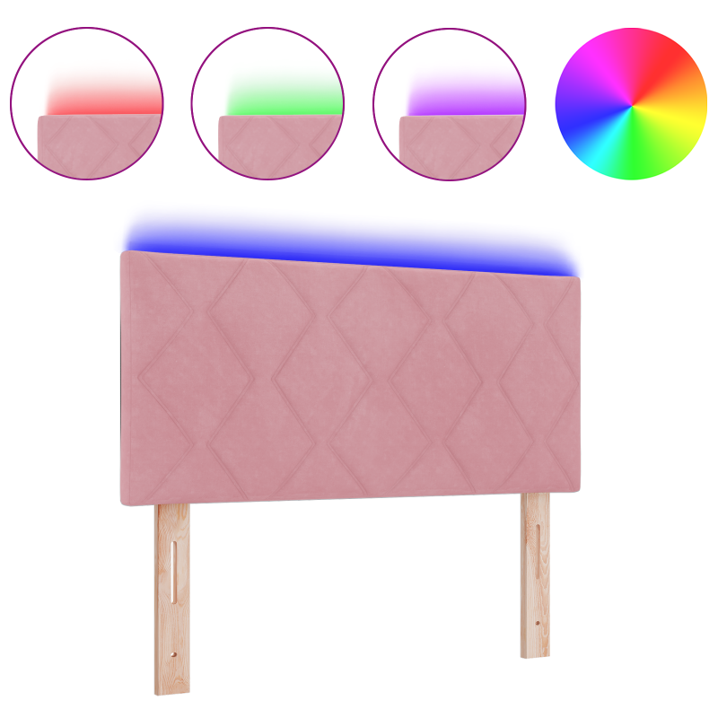 LED Kopfteil Diamantblockdesign Rosa 100 cm Samt