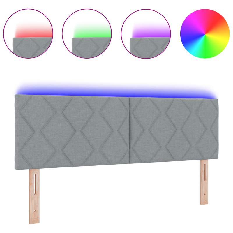 LED Kopfteil Diamantblock Design Hellgrau 160 cm Stoff