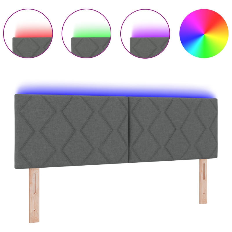 LED Kopfteil Diamantblockdesign Dunkelgrau 160 cm Stoff