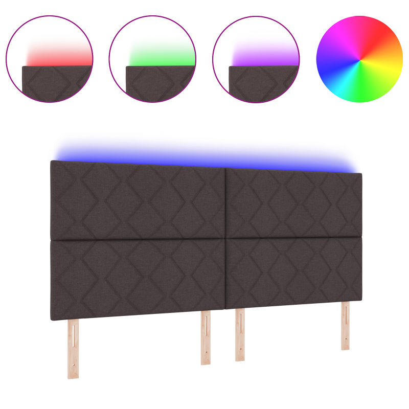 LED Kopfteil Diamantblock Design Dunkelbraun 200 cm Stoff