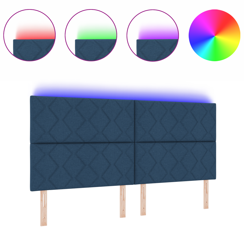 LED Kopfteil Diamantblock Design Blau 200 cm Stoff