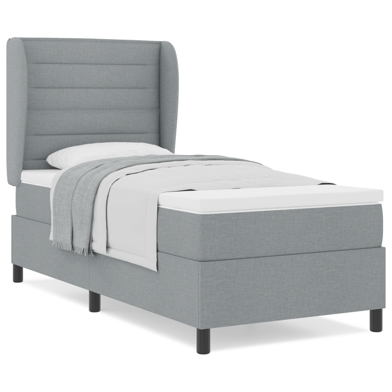 Boxspringbett mit Matratze Hellgrau 90x190 cm Stoff