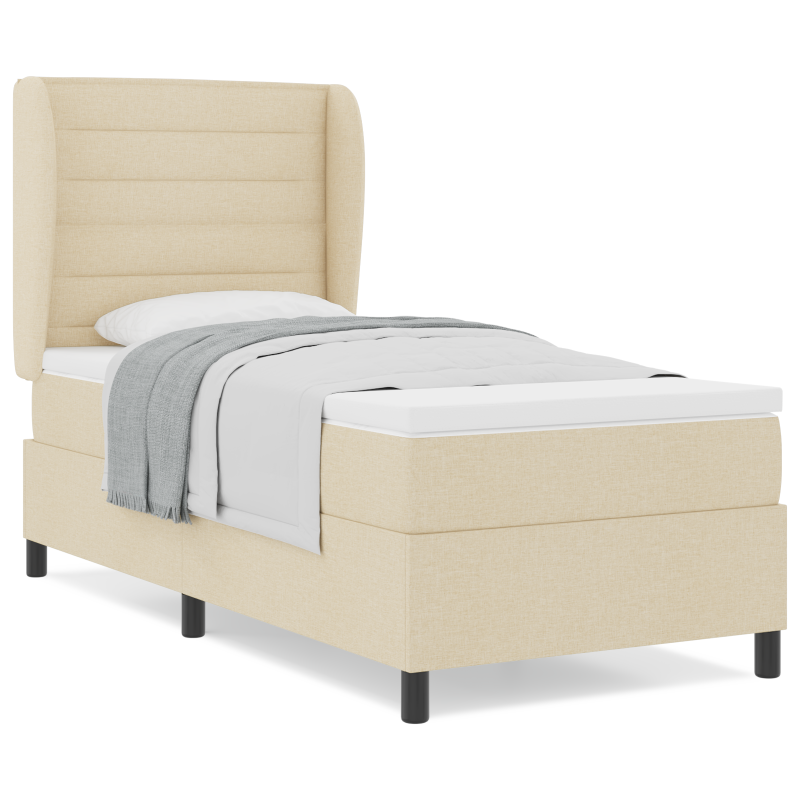 Boxspringbett mit Matratze Creme 90x190 cm Stoff