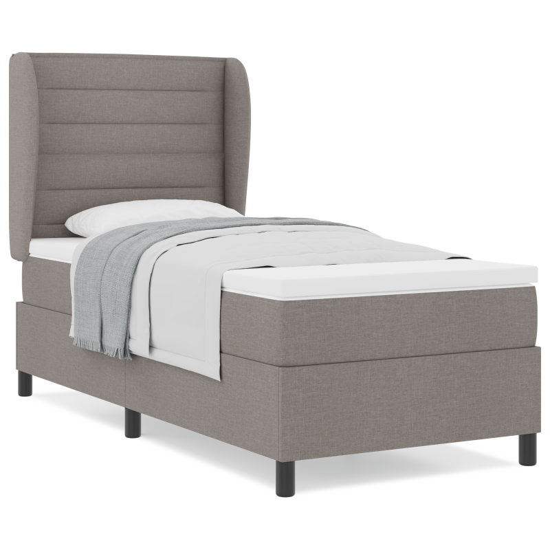 Boxspringbett mit Matratze in Taupe, 100x200 cm, Stoff