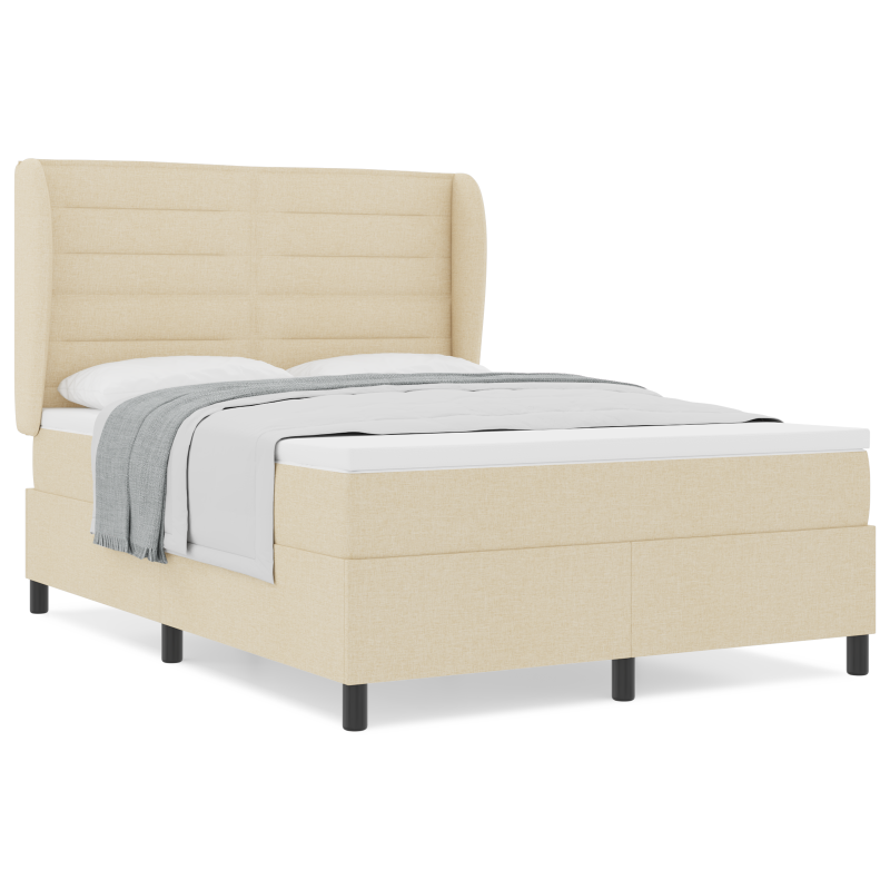 Boxspringbett mit Matratze Creme 160x200 cm Stoff