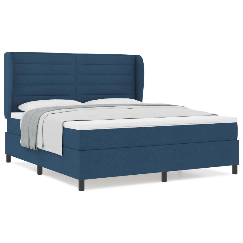 Boxspringbett mit Matratze Blau 180x200 cm Stoff