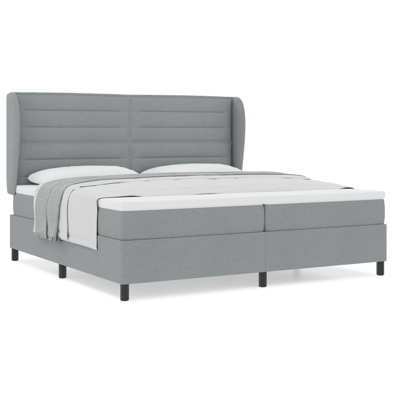 Boxspringbett mit Matratze Hellgrau 200x200 cm Stoff