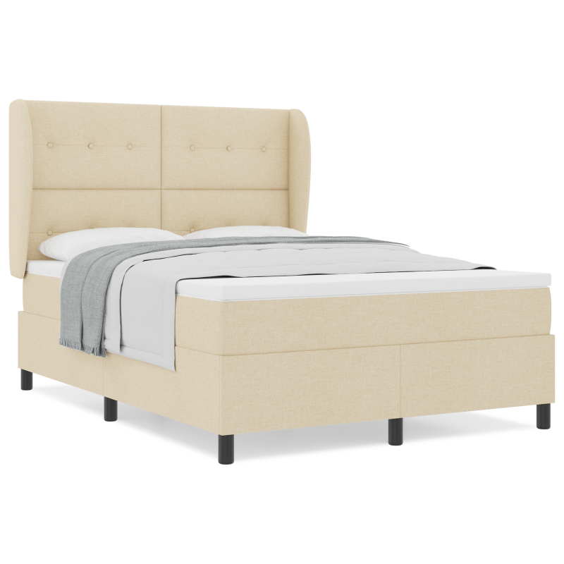 Boxspringbett mit Matratze in Creme, 160x200 cm Stoff
