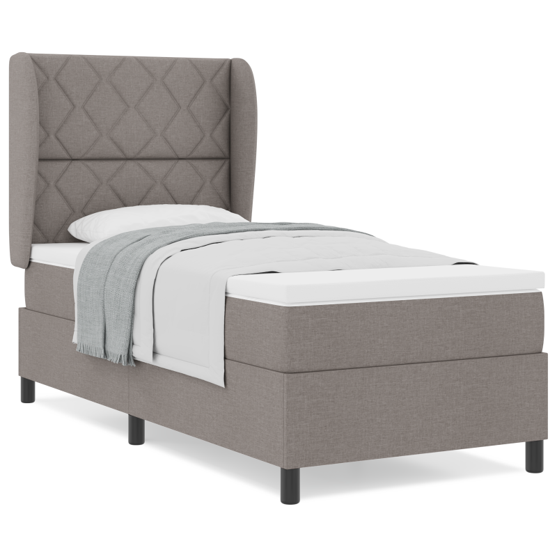 Boxspringbett mit Matratze in Taupe, 100x200 cm Stoff