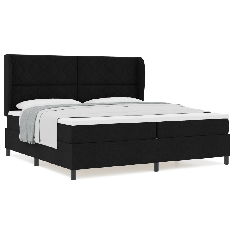 Boxspringbett mit Matratze, Schwarz, 200x200 cm, Stoff