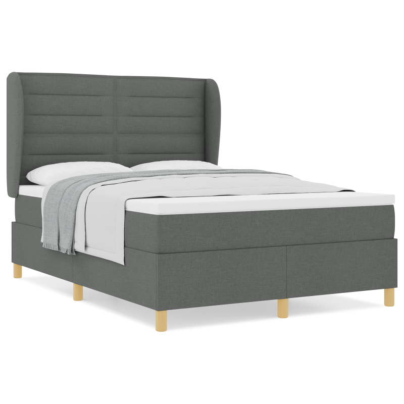 Boxspringbett mit Matratze Dunkelgrau 140x200 cm Stoff