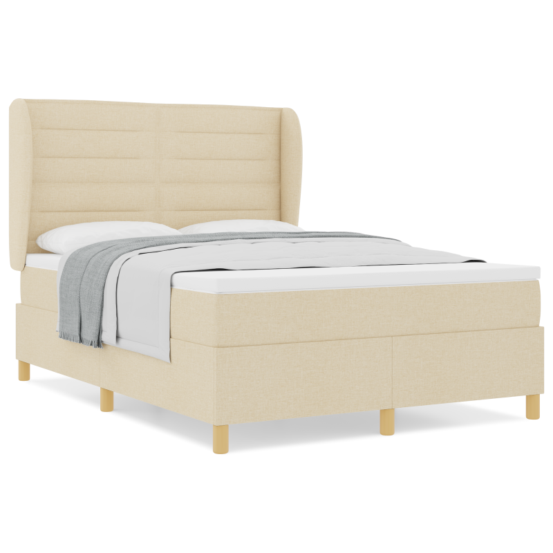 Boxspringbett mit Matratze Creme 140x200 cm Stoff