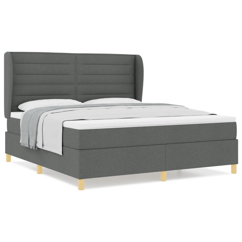 Boxspringbett mit Matratze in Dunkelgrau, 180x200 cm Stoff