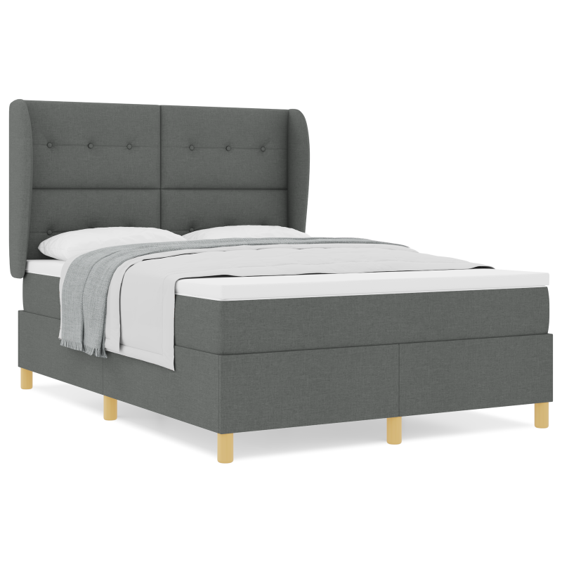 Boxspringbett mit Matratze Dunkelgrau 140x200 cm Stoff