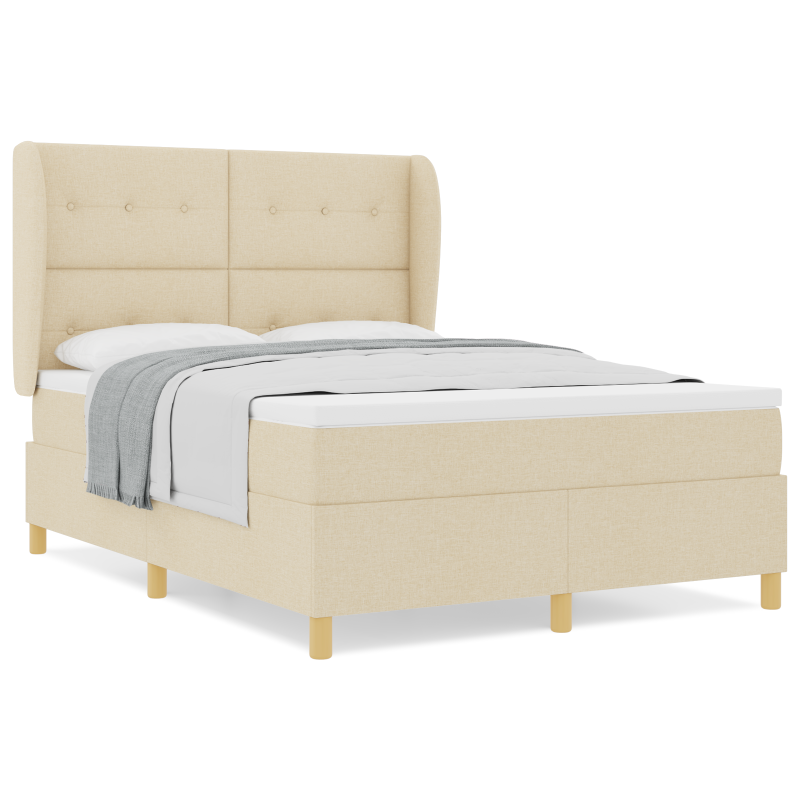 Boxspringbett mit Matratze Creme 160x200 cm Stoff