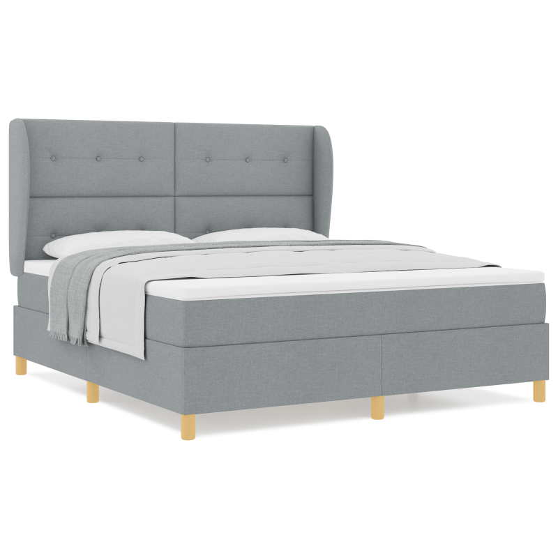 Boxspringbett mit Matratze Hellgrau 180x200 cm Stoff