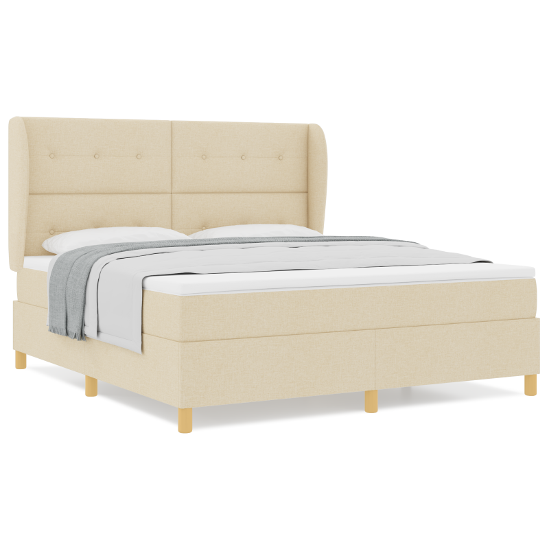 Boxspringbett mit Matratze in Creme, 180x200 cm Stoff